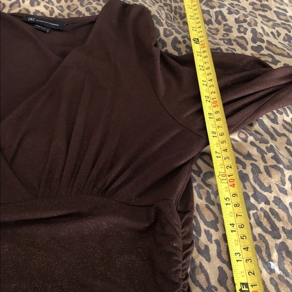 𝅺INC International Concepts size XL brown metallic long sleeve V neck NWOT - Picture 12 of 15